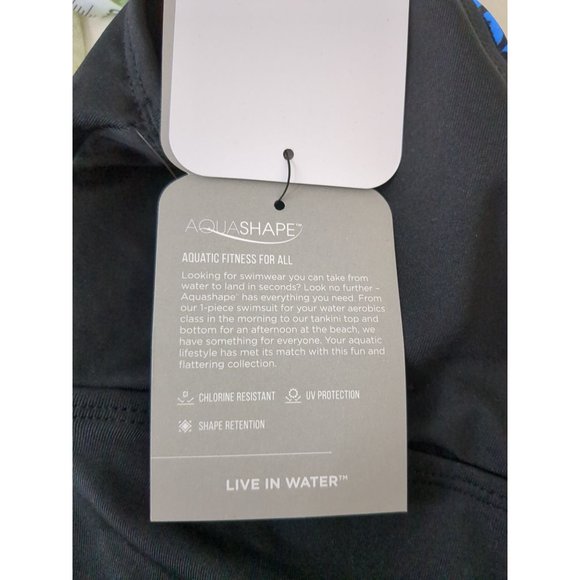 Dolfin Aquashape Swimsuit One Piece Tummy Control Floral Blue Black Womens 10 - Picture 6 of 9